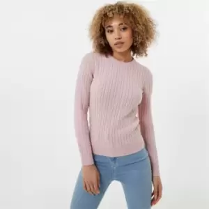 image of Jack Wills Tinsbury Merino Wool Blend Cable Knitted Jumper - Pink