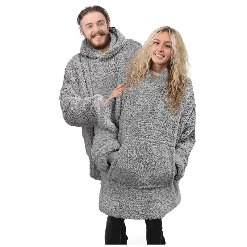Image of HomeSpace Direct Cosy Teddy Fleece Lined Hoody Grey