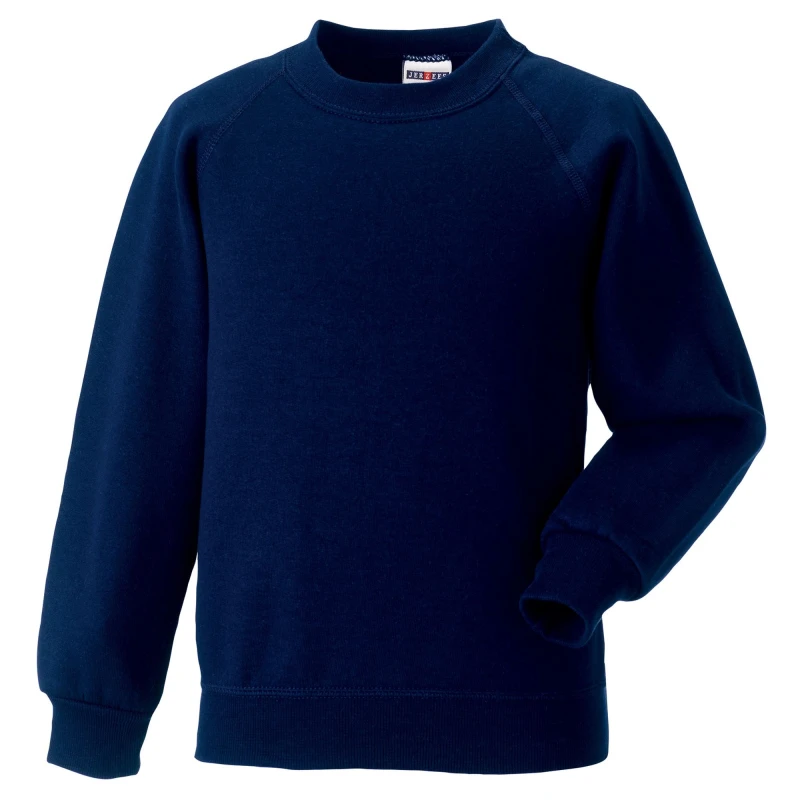 Image of Jerzees Schoolwear Jerzees Schoolgear Raglan Sleeve Sweatshirt Pack of 2 in Navy Size: 3-4 Years Navy Unisex 3-4 Years