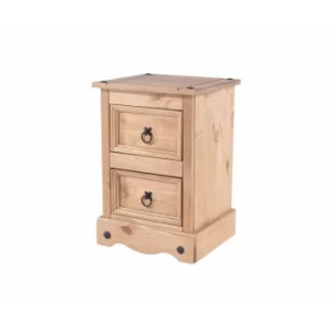 image of Corona Antique Wax 2 Drawer Bedside Cabinet Petite, none