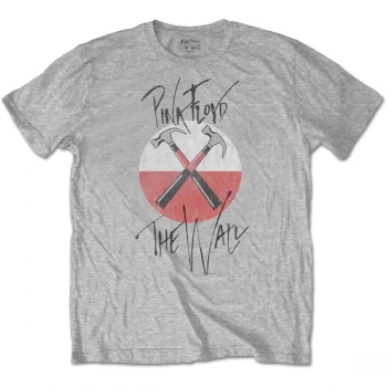 Image of Pink Floyd - The Wall Faded Hammers Logo Unisex X-Large T-Shirt - Grey