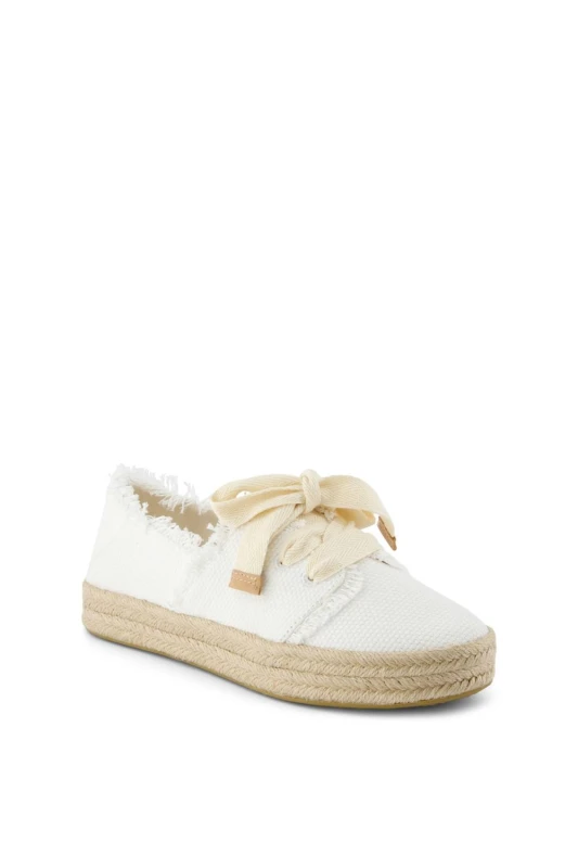 Image of TOMS Womens Carolina Lace Up Espadrille in White Size: 7 White Female 7