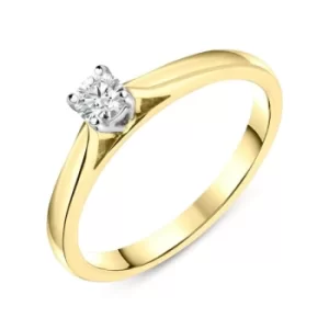 Image of 18ct Yellow Gold Diamond Round Brilliant Cut Solitaire Ring
