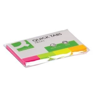 Q-Connect Quick Tabs 20 x 50mm Neon Pack of 200 KF01226