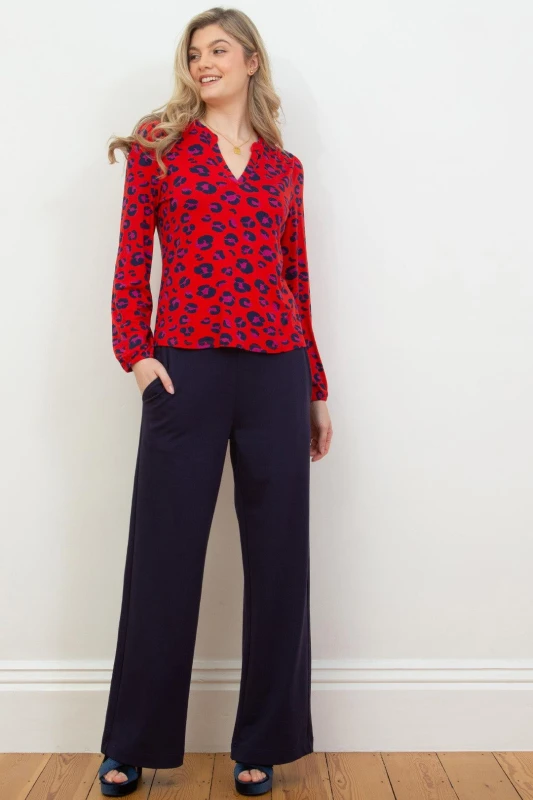 Image of Kite Womens Athelhampton Wide Leg Jersey Trousers in Midnight Size: 8 Midnight Female 8