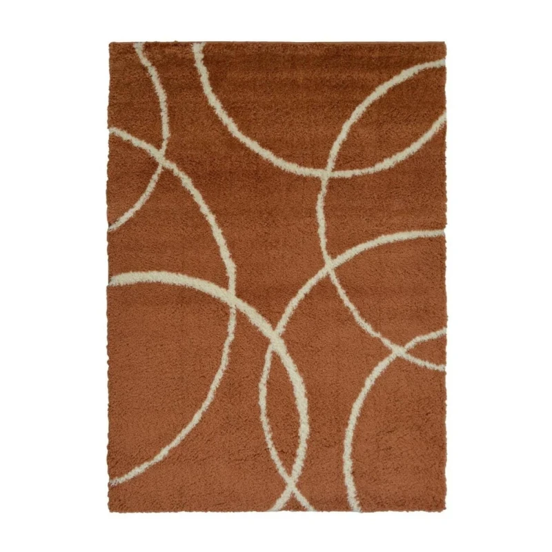 Image of THE RUGS Snug Collection Shaggy Rugs Bubbles Design I110A in Terracotta Size: 200cm x 290cm Terracotta Unisex 200cm x 290 cm