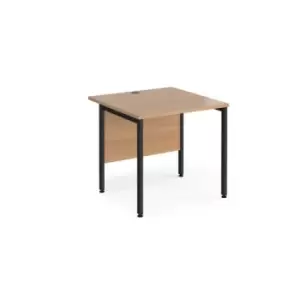 image of Office Desk 800mm Rectangular Desk With H-Frame Leg Beech Tops With Black Frames 800mm Depth Maestro 25