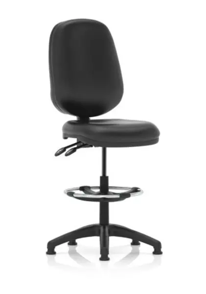Image of Eclipse Eclipse Plus II Lever Task Operator Chair Black Bonded Leather With High Rise Draughtsman Kit DE02VINYLBLKDK