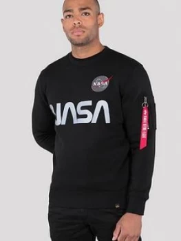 Alpha Industries Nasa Reflective Sweat Top - Black