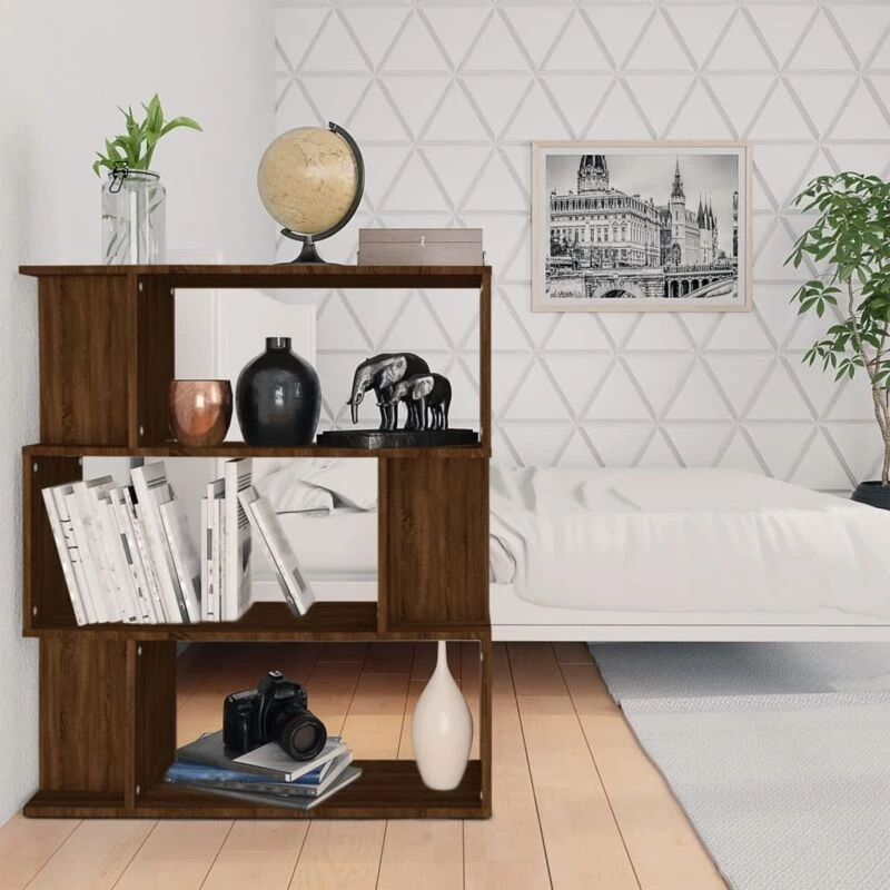 Image of Vidaxl Book Cabinet/Room Divider Brown Oak 80X24X96cm Engineered Wood, Brown 815245