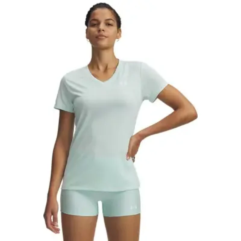 Image of Womens V-neck T-Shirt Under Armour Tech Twist Blanc Female L