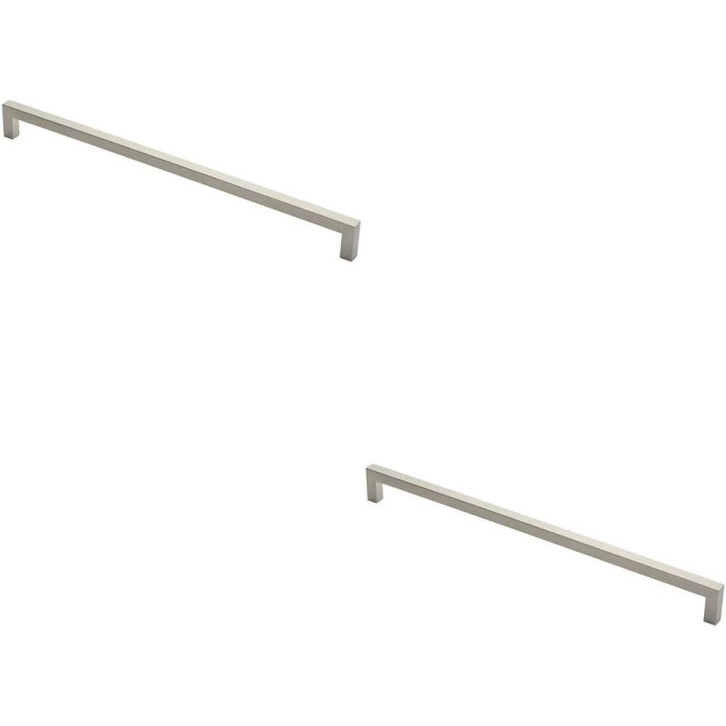 Image of Loops 2x Square Mitred Door Pull Handle 619 x 19mm 600mm Fixing Centres Satin Steel Metallics unisex
