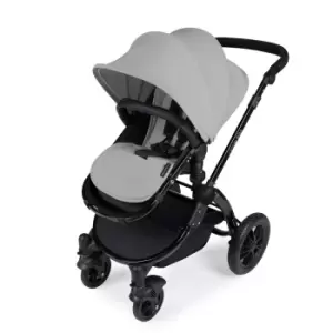 image of Ickle Bubba Stomp V3 All-in-One Travel System with Isofix Base - Silver on Black with Black Handles