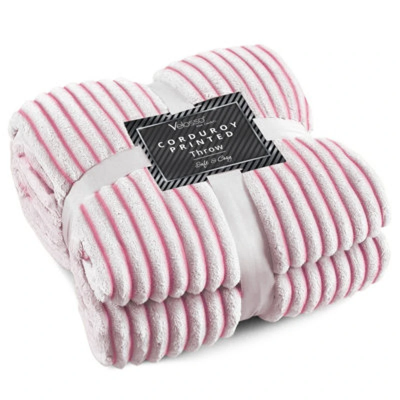 Image of Velosso Supersnug Cloud Soft Throw Blanket - Thermal Soft, Ribbed Design For Sofa, Bed, Lounge - Weave Blanket, Size 127Cm X 152Cm - Pink