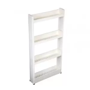 image of 4 Tier Slide Out Kitchen Bathroom Storage Tower Shelf