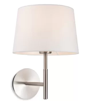 image of Seymour Classic Switched Wall Lamp Brushed Steel with Cream Shade