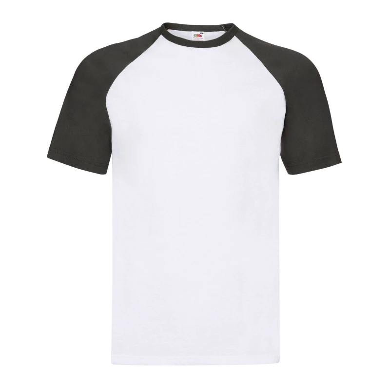 Image of Fruit Of The Loom Fruit of the Loom Men Contrast Panel Baseball T-Shirt in White Size: Medium White M Male 5063527385680