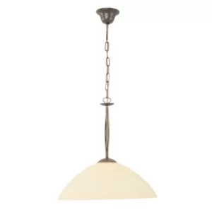 image of Capric Dome Pendant Ceiling Lights Bronze Brushed, Glass Ivory Alabaster White