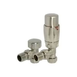 Image of Round Straight TRV and Lockshield Radiator Valves Black