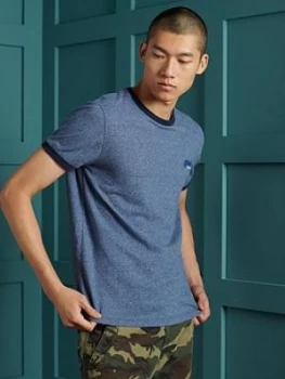 Image of Superdry Orange Label Ringer T-Shirt - Blue, Size 2XL, Men