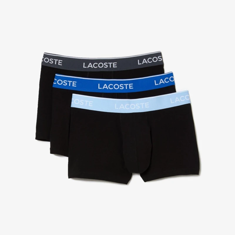 Image of Lacoste 3 Pack Casual Trunks Black (Blue/Light Blue/Grey) S