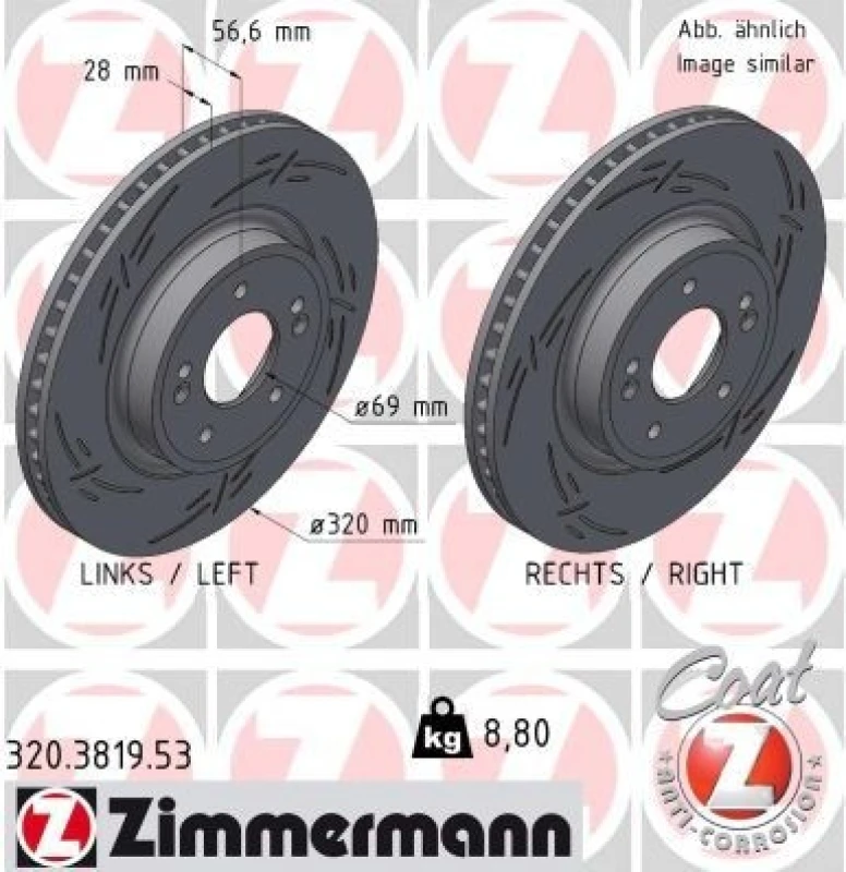 Image of ZIMMERMANN Brake disc ZIMMERMANN 320.3819.53