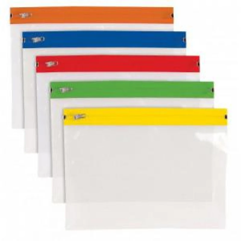 Image of Tiger Polythene Zippy Bags A5 Assorted Colour Zips (Pack 25) - 302140
