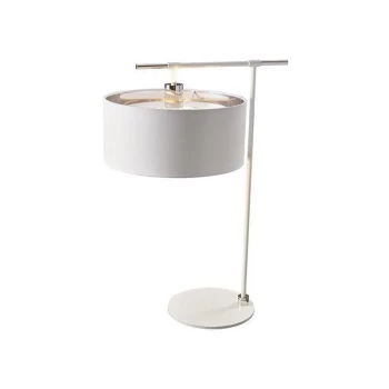 image of Balance - 1 Light Table Lamp White, Polished Nickel, E27 - Elstead