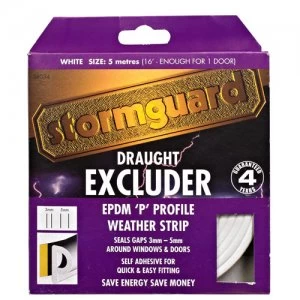 Image of Stormguard P Profile Rubber Draught Seal - 5m - White