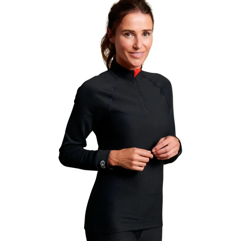 Image of Damart Womens long-sleeved zip-up T-Shirt Damart Thermolactyl 5 Noir Female S