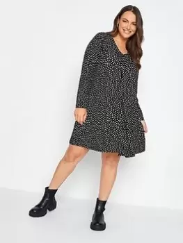 Image of Yours Pleat Front Spot Jersey Dress - Multi, Size 22-24, Women