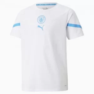 image of PUMA x First Mile Man City Prematch Youth Jersey, White/Light Blue, size 11-12 Youth, Clothing