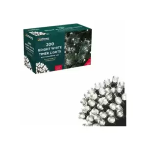 Image of Bright White Timer Lights / Battery Operated with 8 Light Modes / Indoor or Outdoor Home Decorations (200) - The Christmas Workshop
