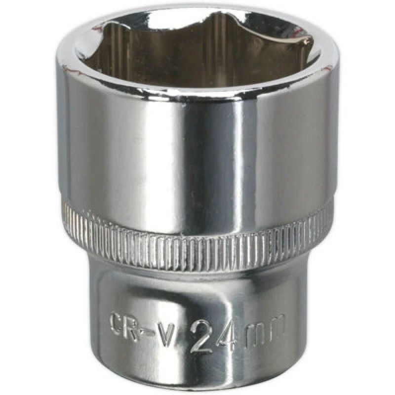 Image of Loops 24mm Forged Steel Drive Socket - 1/2" Square Drive - Polished Chrome Vanadium Metallics