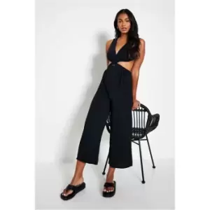 I Saw It First Black Ring Detail Cut Out Halterneck Sleeveless Jumpsuit - Black