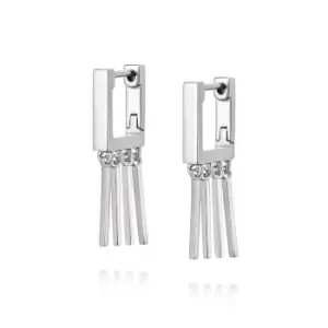 Image of Daisy London Jewellery 925 Sterling Silver Moira Rose Huggie Hoop Earrings Sterling Silver