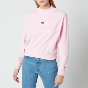 Image of Tommy Jeans Womens TJW Pastel Velour Crew - Romantic Pink - S