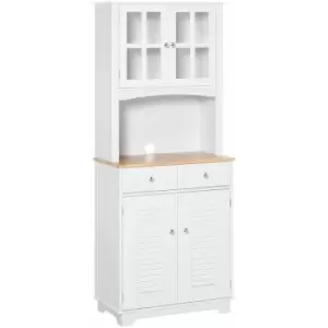 image of Homcom - Coastal Kitchen Cupboard Storage Cabinet Unit for Dining Room, White - White