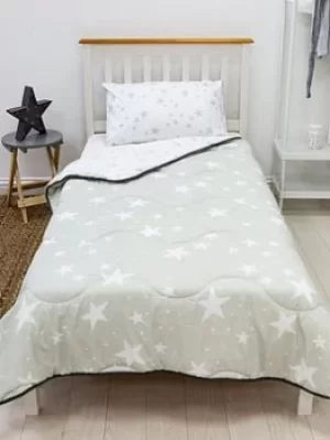 Image of Rest Easy Sleep Better Grey Star Coverless Quilt 4.5 Tog Single With Pillowcase