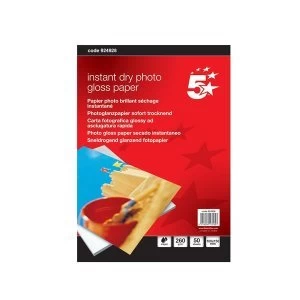 Image of 5 Star Office Paper Inkjet Photo Gloss Fast Drying 260gsm 100x150mm 50 Sheets