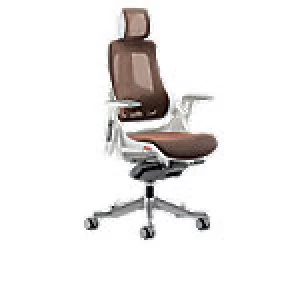Image of Executive Chair Zure White Frame Mandarin Mesh With Arms With Headrest