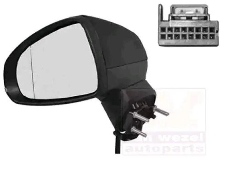 Image of VAN WEZEL 0301805 Wing mirror * HAGUS * Left, black, Heatable, Rough Outside Mirror (50)