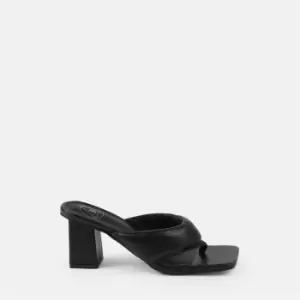 image of Missguided Square toe padded block heel sandal - Black