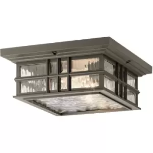 Image of Elstead Beacon Square Outdoor 2 Light Flush Mount, Olde Bronze, IP44, E27