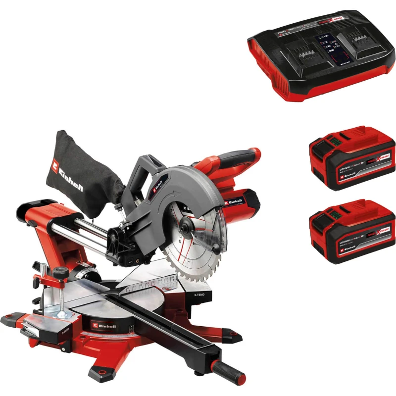 Image of Einhell TE-SM 36/10 L Li 36v Cordless Sliding Compound Mitre Saw 254mm TE-SM 36/10 L Li Batteries: 2 x 6ah Li-ion