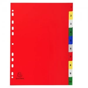 Image of Exacompta PP A4 Index 1-10 Coloured Tabs