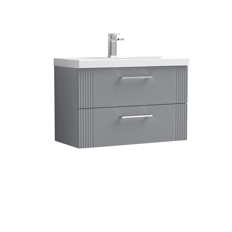 Image of Balterley 2 Drawer Wall Hung Vanity Unit with MidEdge Basin Grey 800mm Grey
