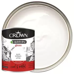 image of Crown Quick Dry Gloss Paint - Pure Brilliant White - 750ml