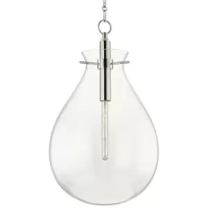 image of Ivy 1 Light Large Pendant Polished Nickel, Glass