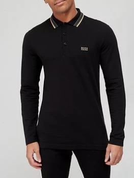 Image of Hugo Boss Athleisure Plisy Long Sleeve Polo Shirt Black Size L Men